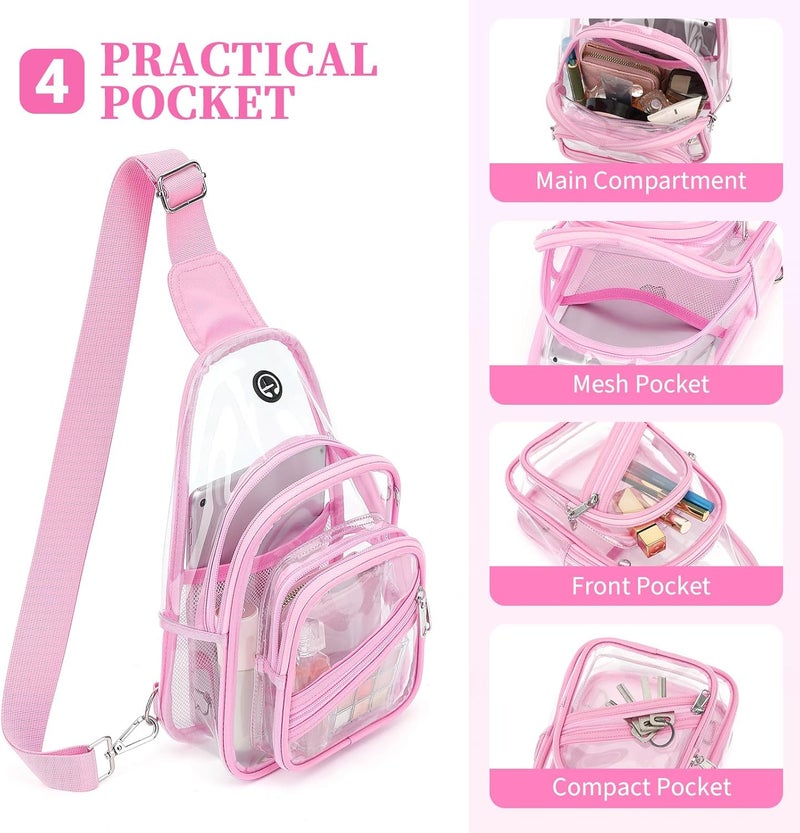 ASKSKY Clear Bag for Stadium Events, Clear Backpack Purse for Women Waterproof PVC Crossbody Fanny Pack for Concert - Image 4